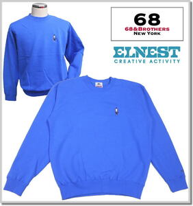 シックスティエイトアンドブラザーズ/68&BROTHERS x ELNEST "CHEERS" Crew Sweat 8052(BLUE)-M トレーナー カットソー