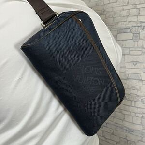 極美品●LOUIS VUITTON ルイヴィトン メンズ ショルダーバッグ ボディバッグ 斜め掛け ダミエジェアン アクロバット ネイビー 紺 ビジネス