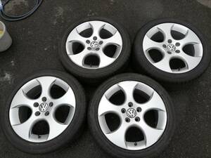 溝あり　VW GOLF5　GTI　純正アルミ　コンチネンタルタイヤ付き　17×7.5J+51　112　225/45R17