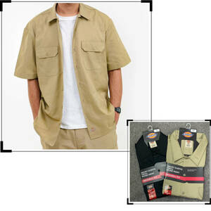 USA正規品 「2XL」 ディッキーズ Dickies 半袖 ワークシャツ TCツイル生地 カーキ KHAKI 1574KH スケーター ストリート HIPHOP チカーノ