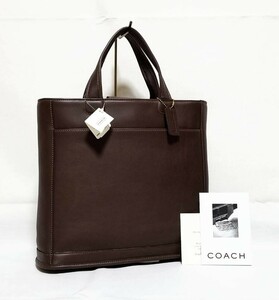 激レア★タグ付き未使用 COACH コーチ トートバッグ レザー 焦茶色 オールドコーチ USA ビジネスバッグ メンズバッグ 入手困難 A4 本革 鞄