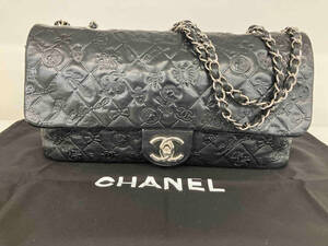 【ウィンターセール特価】【鑑定書付き】CHANEL／アイコン 1406**** Wチェーン　シングルフラップ　ショルダー バッグ 保存袋付き