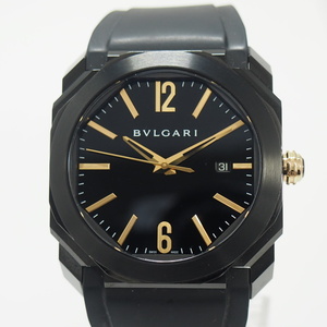 【中古】BVLGARI オクト 自動巻き ラバーベルト ブラック文字盤 BG041BBSVD