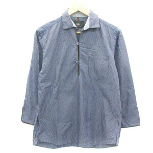 ニコル セレクション NICOLE selection カジュアルシャツ 七分袖 スキッパーカラー ストライプ柄 46 ネイビー 紺 /YM2 メンズ