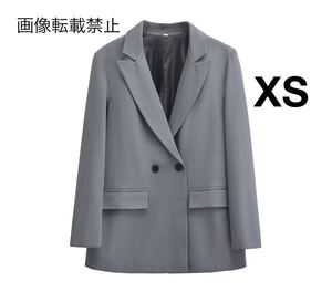 gray vintage ヴィンテージ レトロ ダブル テーラードジャケット ブレザー アウター XSサイズ レディース★ZARA 好きな方に★秋新作 新品★