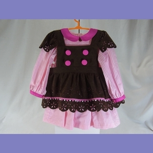 管:353-24 ☆ 新品 一点物 ストロベリーチョコレートワンピ　子供服　２WAY ワンピース　ハンドメイド 100サイズ ☆