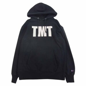 TMT ティーエムティー ロゴ プリント リバースウィーブ スウェット パーカー フーディー ブラック L【中古】