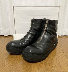 美品☆[GUIDI] 21SS 定価194,700 PLS Soft Horse Full Grain フルグレインホース フロントジップ レザースニーカーブーツ 42 馬革 グイディ