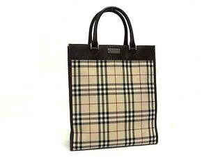 1BURBERRY バーバリー ノバチェック ナイロンキャンバス×レザー トートバッグ ショルダーバッグ 肩掛け レディース ベージュ系 FH5044