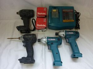 makita 充電式インパクトドライバ:TD061D×2台/TD148D?/TD149D・バッテリ:BH9020×2個・急速充電器：DC14RC (動作未確認品/ジャンク品)