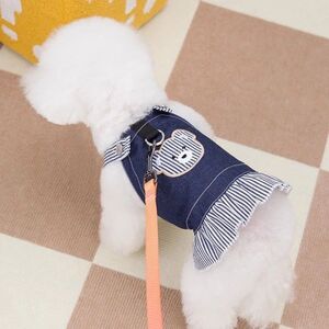 【最終値下げ！1380円→900円】くまさんがストライプXLサイズ◆犬服 くま ワンピース ストライプ 新品 ドッグ ペット 春 秋 冬 Dカン付き