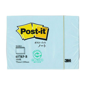 【10個セット】 3M Post-it ポストイット 再生紙 ノート ブルー 3M-657RP-BX10 /l