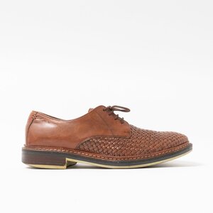 【1円スタート】 Clarks クラークス 15775-203575307 GRIMSBY CRAFT オックスフォード シューズ Woven レザー ブラウン UK7 25.5cm