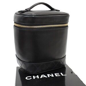 1円 ◎極美品 CHANEL シャネル バニティ ハンドバッグ ポーチ A01619 ビコローレ ラムスキン レザー ブラック◎K.Cli.pD-dsm34