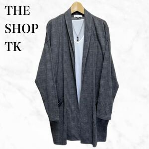 THE SHOP TK ロング丈カーディガン　トップス　グレンチェック柄