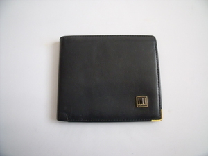 $ 美品 $ ◆ dunhill ◆ ダンヒル ◆ 本革 レザー素材・ 2つ折り 財布 札入れ カード入れ ◆ 小銭入れ付き◆ ロゴ◆ ブラック 黒◆送料無料