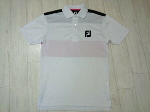 美品/ＦＪ/フットジョイ/ポロシャツ/ゴルフ/GOLF/吸汗速乾/ウェア/メンズ/半袖/トップス/ボーダー