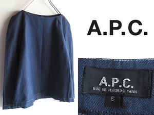 00sビンテージ A.P.C. アーペーセー ライトデニム プルオーバーブラウス シャツ S インディゴ ETE2000 イーストバイウエスト期 ネコポス可