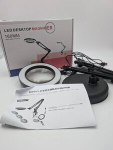 □★LED DESKTOP MAGNIFIER LEDライト付き拡大鏡 電気 USB　動作確認済み