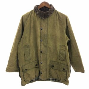 90年代 イングランド製 Barbour バブアー BEAUFORT ビューフォート オイルドジャケット ユーロ グリーン (メンズ 107CM) 中古 古着 Q0900