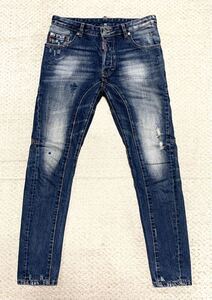 美品:DSQUARED2(ディースクエアード ).ストレッチ スリム バイカー デニム 44(イタリア製/TIDY BIKER JEAN/W84股下74/ロック系/モード系)