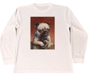 カール・ライヒュルト　ドライ　Tシャツ　名画　絵画　アニマル　アート　グッズ　犬　パグ　イヌ　　ロング　ロンT　長袖