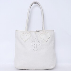 CHROME HEARTS FSトートバッグ セメタリークロスパッチ ホワイト クロムハーツ レザー バック 鞄 カバン tote bag cross patch