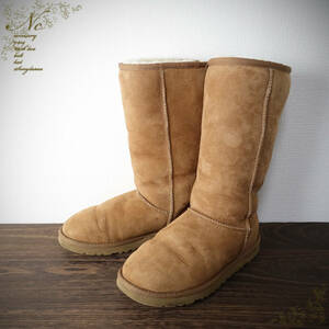 USED*UGG/アグ/23ｃｍ/ムートン/ロングブーツ/ブラウン☆茶系