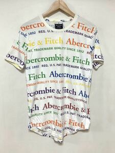 む1381 Abercrombie&Fitch アバクロ 総柄 半袖Tシャツ XS ホワイト マルチカラー