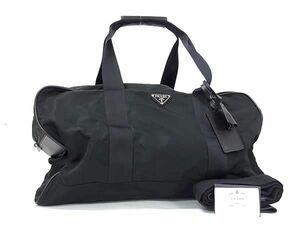 1円 ■美品■ PRADA プラダ V70 テスートナイロン 2WAY トートバッグ ショルダーバッグ 肩掛けかばん メンズ ブラック系 BJ3121