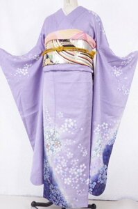 1520■ 大人びた桜模様 刺繍 振袖 裄70 ■ひまわり