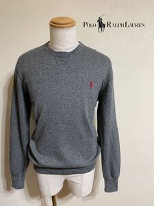 【美品】 Polo Ralph Lauren ポロ ラルフローレン アイコン スウェット トレーナー トップス サイズL 長袖 180/100A グレー 綿100%