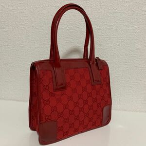 希少　GUCCI グッチ レザー エナメル　ミニハンドバッグ　ハンドバッグ 赤色