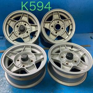 〈K594〉ホイール4本セット　13インチ5.5J オフセット+20 PCD4H114.3 ハブ65mm ボルト穴12mm 1本キャップ無