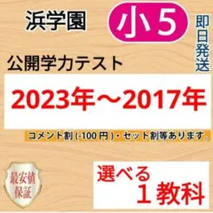 浜学園　公開テスト　小５　2023年〜2017年　選べる1教科