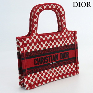 中古 クリスチャンディオール トートバッグ レディース ブランド Christian Dior ブックトート ミニ キャンバス レッド バッグ