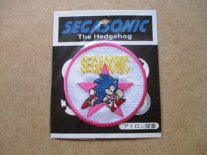 90s SEGASONICセガソニック ソニック・ザ・ヘッジホッグ刺繍ワッペン/GゲームGAME当時物メガドライブSEGAアップリケSonic The Hedgehog S72