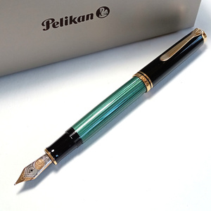 【plkf6】Pelikan　ペリカン　万年筆　スーベレーン M800　緑縞　グリーンストライプ　ピストン吸入式　 F細字　 定価85,800円