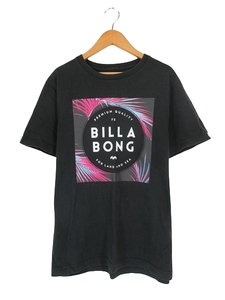 ビラボン BILLABONG Tシャツ クルーネック 半袖 プリント ロゴ サイズM 黒 ブラック QQQ メンズ