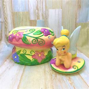 レア★ピーターパン Peter Pan ティンカーベル Tinker Bell キノコ型 クッキージャー 入れ物★ディズニー Disney TDL 陶器製