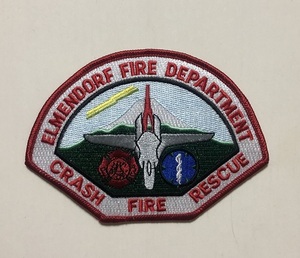 米空軍 ELMENDORF AFB FIRE DEPARTMENT(アラスカ州エルメンドルフ空軍基地 消防救急隊)パッチ(帽子用)