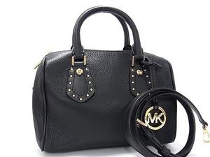 1円 ■極美品■ MICHAEL KORS マイケルコース レザー 2WAY クロスボディ ハンドバッグ ショルダーバッグ 斜め掛け ブラック系 FL0198