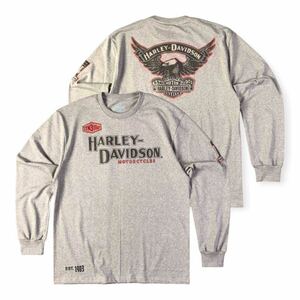  Tシャツ ハーレーダビットソン ロンT 長袖 トップス バイク ツーリング モーターサイクル Harley グレー L