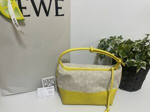 ★美品　ロエベLOEWE キュービィバッグ　ハンドバッグ 　ジャカードカーフ　黄色　イエロー　loewe アナグラムジャガード　ワンショルダー