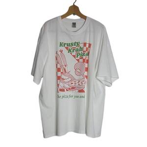 大きいサイズ Tシャツ プリントTシャツ デッドストック メンズ 3XL 白色 ピザ GILDAN 古着 ユニーク #20060