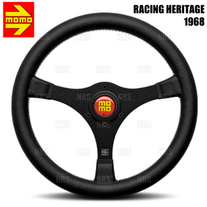 MOMO モモ RACING HERITAGE 1968 レーシングヘリテージ 350mm エクストラスムースブラックレザー/黒色アルマイト/ホワイトステッチ (RH-01