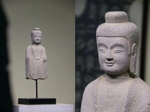 ■観心・時代旧蔵■C417北魏時代 青石釈迦牟尼 仏像 青石細密彫 仏像・仏師手作り品 寺院引取品