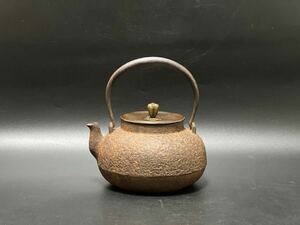  煎茶道具 時代物 鉄瓶 釜師 銅蓋 晴寿堂造 古作