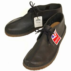 (20020)デッドストックClarksクラークス英国製デザートトレックGB8.5 US9 (黒レザー未使用デッドストックDeadstock)