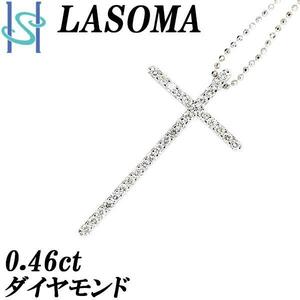 ラソーマ ダイヤモンド ネックレス K18WG クロス 十字架 メンズ ユニセックス LASOMA 美品 中古 SH96454